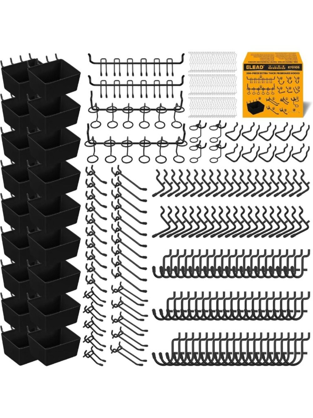 286-Piece Heavy Duty Pegboard Hook Set with Bins & Locking Accessories for